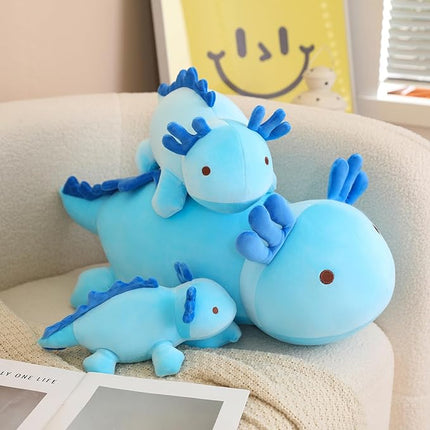 SQEQE Weighted Axolotl Plush Toy, Blue Axolotl Stuffed Animals Cute Plush Pillow, Kawaii Weighted Stuffed Animals Gifts for Girls & Boys Blue 13.8 Inch, 1.6 Lbs