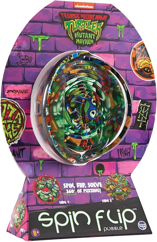 Spin Flip Puzzle: TMNT Turtle Power, 12 Rings, 3D Puzzle, Challenging, Fun, Interactive Brain Teaser for Kids and Adults, Stimulates Creativity