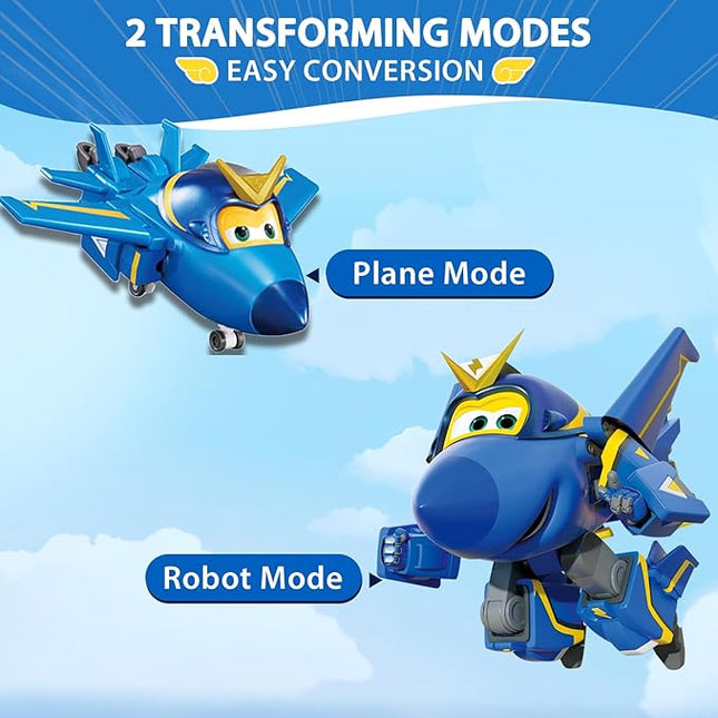 Super Wings Transformable Toys, 5 in Jerome Airplane Transforming Figures Toys, 2 in 1 Mode Rescue Bots Action Figure Toys for 3-5 Year Old Boys Girls, Fun Plane Toys for Toddlers Kids Age 3 4 5 6 7