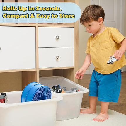 Flex Tracks 15 Ft Starter Set Flexible Race Track for Kids 3+, Race Car Ramp Track Compatible with Hot Wheels and Diecast 1/64th Cars, Portable Rolls Up Race Tracks with Strong Suction Cups