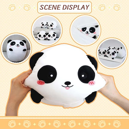 Cute Panda Stuffed Animal - 16 Inches with Four Panda Babies, Super Soft Plush Toy Pillow for Kids