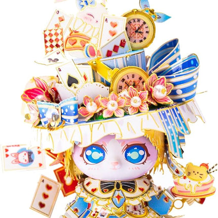 MU 3D Metal Puzzle for Adult Alice Figure Cartoon Cat, Animation Elf Palace Model Kits Miniature Building, Love Festival Birthday Gift Home Decor