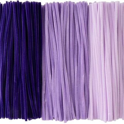 Caydo 300 Pieces Purple Pipe Cleaners, Thick Fluffy Chenille Stems, Pipe Cleaner Crafts for Arts & Crafts, Perfect for Making Animals, Flowers, and Valentine's Day Decorations