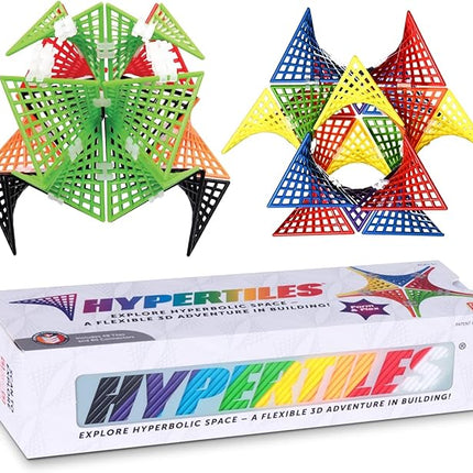 HyperTiles Hyperbolic Building Toy - 3" x 3" STEM Educational 3-Dimensional Adventure: 48 Tiles & 80 Connectors for Logic & Creativity - Infinite Shapes that Flex and Hinge - by Fun In Motion Toys