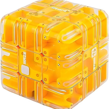 Large Labyrinth 3D Puzzles Maze Cube - Engaging Brain Teaser Toy, 3D Maze Magic Cube & Ball, High Difficulty Puzzle, Brain Training Puzzle, Pefect Gift for Adults Teens, Yellow