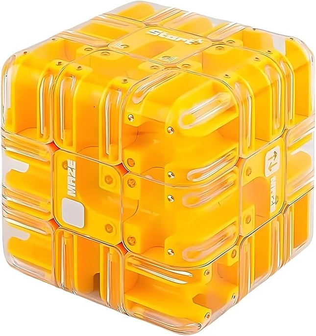 Large Labyrinth 3D Puzzles Maze Cube - Engaging Brain Teaser Toy, 3D Maze Magic Cube & Ball, High Difficulty Puzzle, Brain Training Puzzle, Pefect Gift for Adults Teens, Yellow