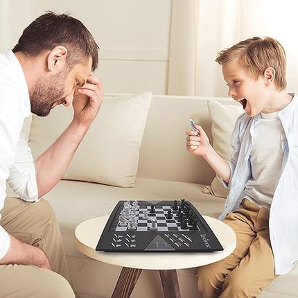 Lexibook Chessman® Elite Interactive Electronic Chess Game +, 64 Levels of Difficulty, LEDs, Family Child Board Game, Black/White, CG1300US