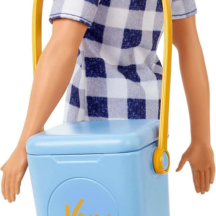 Barbie It Takes Two Camping Set with Blonde Ken Doll in Plaid Shirt & Accessories Including Cooler, Map & More