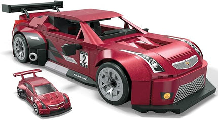 MEGA Hot Wheels Collectible Car Building Toy, Cadillac ATS-V R with 319 Pieces and Die-Cast Model, Build & Display Set for Collectors, Red