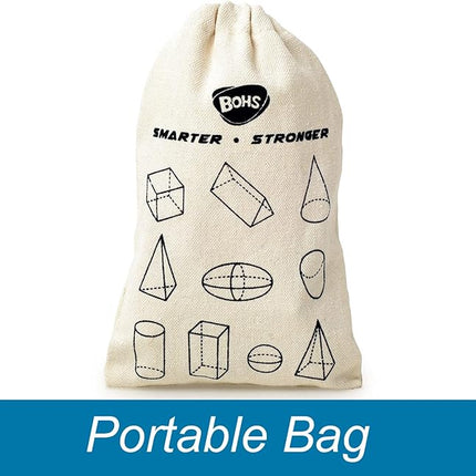 BOHS Geometric Solids Guess Game - 3D Shapes Miniature Set -Wooden Montessori Toys - Ages 3 and Up