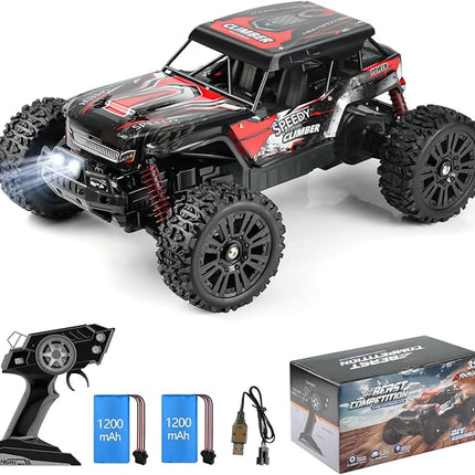 1:14 Remote Control Car for Kids, 2.4GHz Remote Control Trucks for Boys 8-12, Assembled RC Monster Truck RC Cars with 2 2S Rechargeable Batteries, All Terrain Off-Road RC Truck for Boys Girls