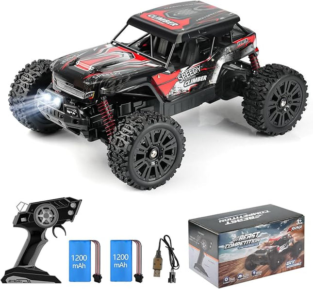 1:14 Remote Control Car for Kids, 2.4GHz Remote Control Trucks for Boys 8-12, Assembled RC Monster Truck RC Cars with 2 2S Rechargeable Batteries, All Terrain Off-Road RC Truck for Boys Girls