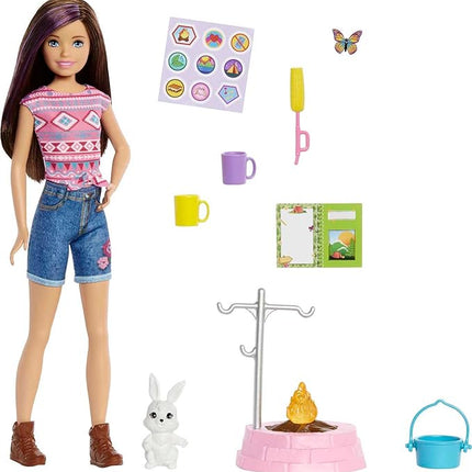 Barbie It Takes Two Skipper Doll & Accessories, Camping Playset with Doll, Campfire, Pet Bunny, Sticker Sheet & More