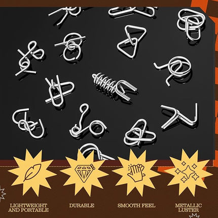 Yilloog 100 Styles Metal Brain Teaser Puzzles Assortment Bulk for Adults Difficult Magic Puzzles Highly Hard Brain Games Iq Logic Test Disentanglement Game Gift for Christmas Classroom Mind Challenge