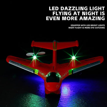 Remote Control Wireless Airplane Toy, Gravity Gliders Airplane With Lights, Rc Plane For Water Land & Air, Rc Float Plane, 2.4G 2 Channels Rc Remote Control Fighter Model Toy For Adults Kids (Red)