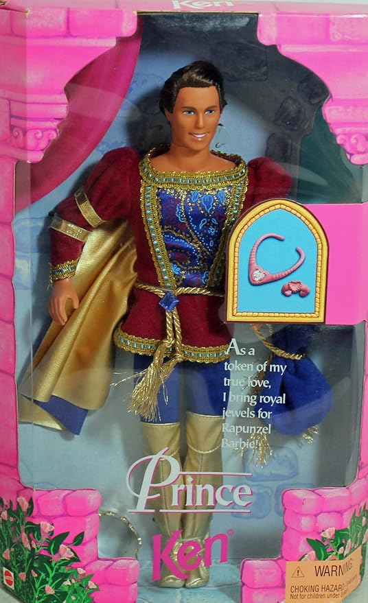 Barbie 1997 Classic Fairy Tale Rapunzel Series 12 Inch Doll : Prince Ken with Costume, Crown, Jewel Bag, Plastic Necklace and Bracelet