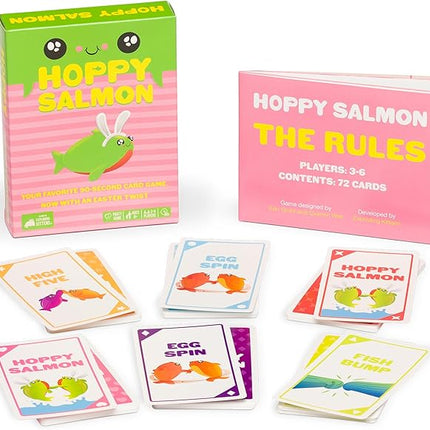 Exploding Kittens Hoppy Salmon 3-6 Players - Ages 6+ - 90 Second Rounds - Easy to Learn Quick Matching Card Game - Party Game, Family Game Night, Kid and Adult Card Game
