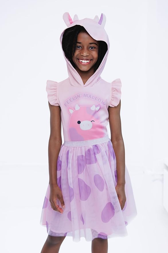 Squishmallows Girls Scuba Cosplay Hooded Tulle Tutu Dress Toddler to Big Kid Sizes (4T - 14-16)