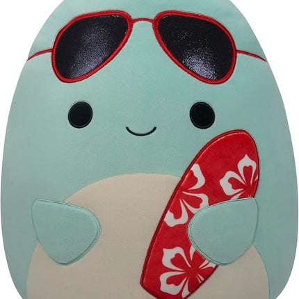 Squishmallows Original 14-Inch Perry Teal Dolphin with Red Surfboard - Official Jazwares Large Plush