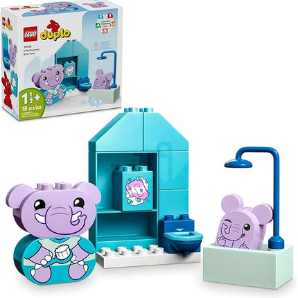 LEGO DUPLO My First Daily Routines: Bath Time Playset, Toddler Learning Toy for Kids Ages 18 Months Plus, Includes 2 Elephant Toys, Helps Preschoolers Role-Play Potty Training, STEM Toy, 10413