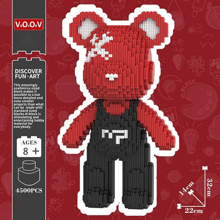 Red Bear Micro Building Blocks Set(4500Pieces) Music Bear Building Blocks Gift for Adult and Kid