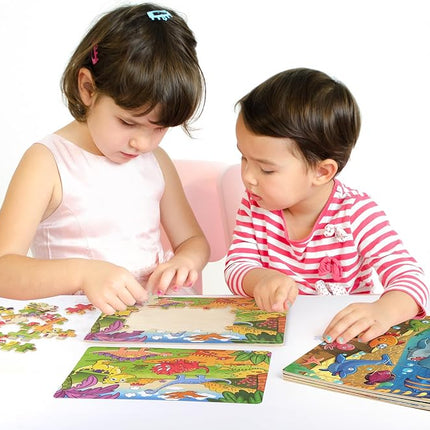 SYNARRY Wooden Jigsaw Puzzles for Kids Age 3-5 Year Old, 4 Pack 24-40 Pieces Preschool Educational Learning Toys Gift Set for Children, Easter Basket Stuffers Valentines Day Gifts for Kids