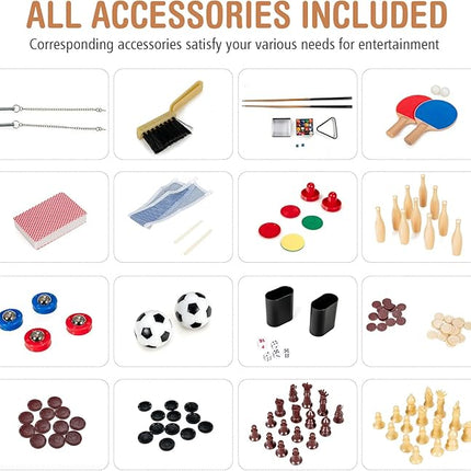 Goplus 10-in-1 Combination Multi Game Table Set, Adult Size Combo Game Table W/Foosball, Table Tennis, Pool, Air Hockey Table, Bowling, Chess, Checkers, Backgammon for Game Night