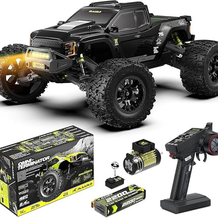 RIAARIO 1/10 Brushless RC Cars, Monster Truck, 50+ MPH, 4WD, Waterproof, Carbon Fiber, Black, Ages 8+
