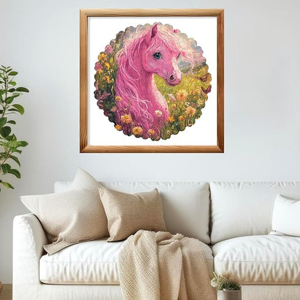 Wooden Puzzles for Adults, Cute Horse Jigsaw Puzzles 500 Pieces, Adults Puzzles, Best Gifts for Puzzle Lover, Family Brain Game, 16.5x16.3 inch