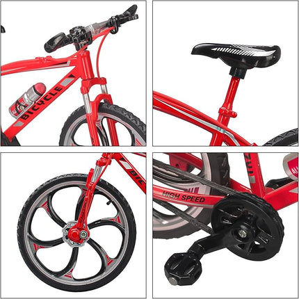 (Assembly Completed) T13 Action Figures, 6.3 Inch Big Dummy 13 Mountain Die-cast Mini Bike Model with Multi-Jointed Movable Lucky 13 Robot Toys Set(Red)