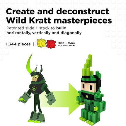 Pix Brix - Wild Kratts Toys Pixel Art Kit - Emperor Penguin, 1482 Pieces - Patented Slide + Stack Pixel Puzzle Building Bricks, Build & Collect Wild Kratts Animals - Stem Toys, Ages 6 Plus