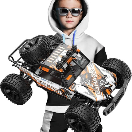 DEERC 1:10 Scale RC Monster Truck for Adults & Boys, 48KM/H Speed 4X4 Hobby RC Car with Lights, 2 Rechargeable Batteries, 2.4 GHz All Terrain Remote Control Car Toys for 30mins Fun