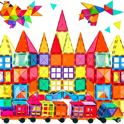 BEBOAN 100 Pcs Magnetic Tiles Building Shapes Blocks Toy Sets Gift for Kids Toddlers Girls Boys Ages 3-5/4-8+, Large Magnets Play Montessori Sensory STEM Stacking Preschool Educational Learning Toys