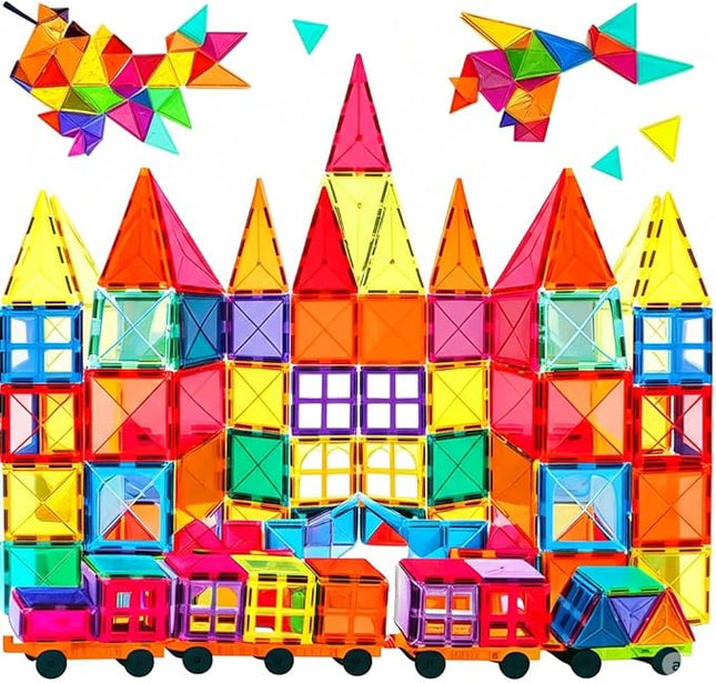 BEBOAN 100 Pcs Magnetic Tiles Building Shapes Blocks Toy Sets Gift for Kids Toddlers Girls Boys Ages 3-5/4-8+, Large Magnets Play Montessori Sensory STEM Stacking Preschool Educational Learning Toys