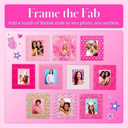Kodak x Barbie Colorful & Decorative Barbie-Themed Hanging Square Frames for Zink 2x3” Photo Projects – 10 Iconic Barbie Frames for Decorating Your Scrapbook, Journal and More -Includes Rope and Clips
