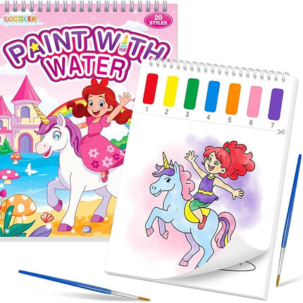 Paint with Water Coloring Books for Toddlers,Unicorn Theme Mess Free Watercolor Painting Papers for Kids Water Color Paint Kit Art Craft Gift for Ages 1-3, 4-8