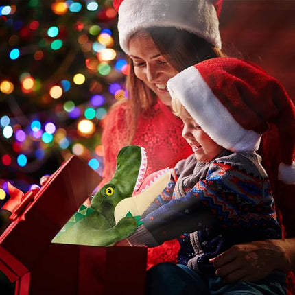 MorisMos Plush Alligator Stuffed Animal with Babies,23.6'' Mommy Stuffed Alligator with 3 Baby Crocodile Animals & 3 Plush Eggs,Lifelike Crocodile Toys for Kid 3-5 Birthday Decor