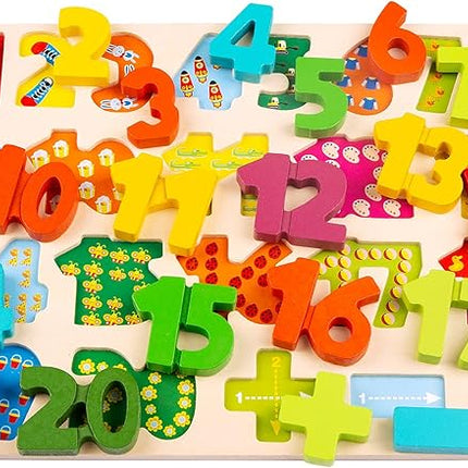 Wooden Puzzles for Toddlers, Voamuw Alphabet Number Shape Learning Puzzle for Kids Ages 3 4 5, Montessori Toys Preschool Education Chunky Jigsaw for Boys and Girls