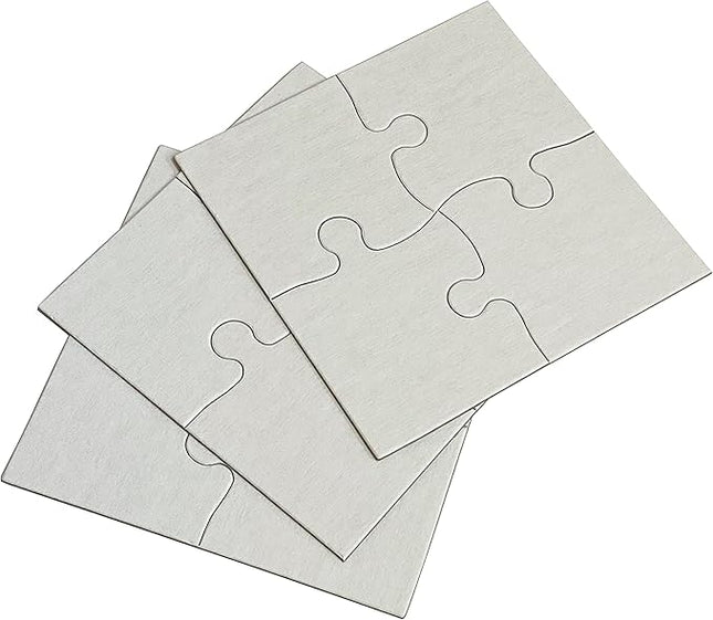 Inovart Lil' Ones 4-Piece Blank Puzzle, 12 Puzzles Per Package, 4" x 4", White
