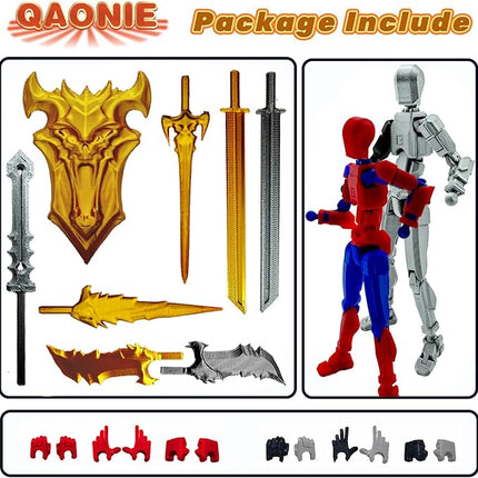 3D Printed 5.54-inch Multi-Jointed Action Figures Dummy13, Full Body Mechanical Movable Toy, Multiple Accessories, Hand Painted Figure, Desk Decoration, Creative Gifts (Z-Set4)