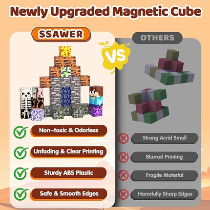 Magnetic Blocks, Magnetic Tiles Building Blocks, Magnet Cubes STEM Sensory Game Toys Christmas Birthday Gifts for Kids Boys Girls Age 3+ (Sword)