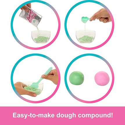 Barbie Party Unboxed Doll & Accessories, Pet Birthday Series Shimmerin’ Hearts Set with 10 Surprises Including Color Change & Cake-Decorating Activity