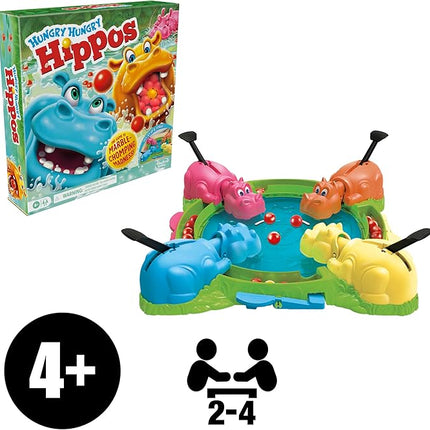 Hasbro Gaming Hungry Hungry Hippos Game for Preschoolers | Instant Marble Relaunch, Easy Set-Up & Storage| Ages 4 and Up | 2 to 4 Players | Kids Games