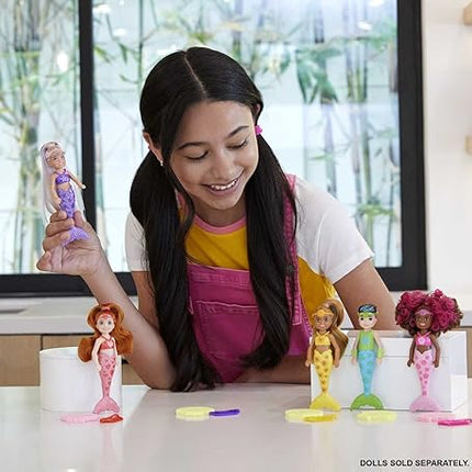 Barbie Color Reveal Rainbow Mermaid Series Chelsea Doll with 6 Surprises, Color Change and Accessories