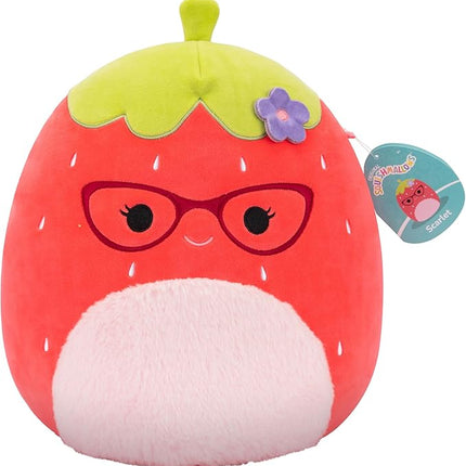 Squishmallows Original 12in Scarlet The Red Strawberry with Glasses and Flower Pin – Official Jazwares Plush (Medium-Sized)