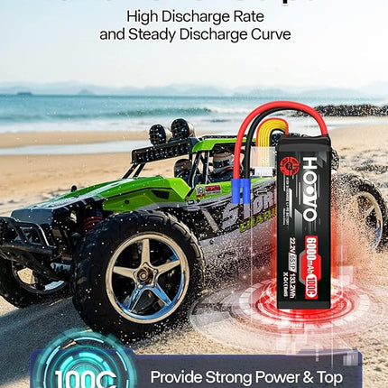 HOOVO 22.2V 6S LiPo Battery 6000mAh 100C Softcase RC Battery for RC Quadcopter Truck Boat Airplane Helicopter RC Vehicle(2 Pack)