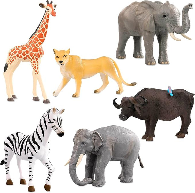 Terra by Battat – 6 Pieces Wild Animal Figurines Set – Realistic Elephant, Lion, Zebra, Giraffe, Water Buffalo Toy Animals for Toddlers and Kids – Collectible Safari Animal Toys for 3+ Years