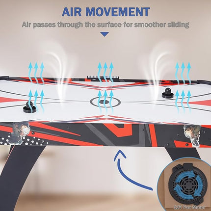 Air Hockey Table, Indoor Hockey Arcade Game Table w/2 Pucks, 2 Pushers, LED Scoreboard, Powerful 12V Motor, Perfect for Adults and Kids, Game Room, Home, Office