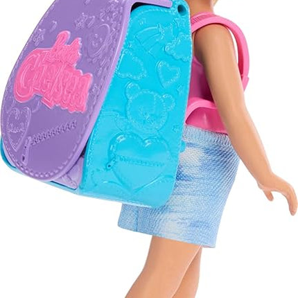 Barbie Family & Friends Cupcake Baking Backpack Blonde Chelsea Doll, Wearable Backpack with Baking Play Pieces