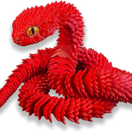 20.2 Inch 3D Printed Snake Toys,3D Printed Animals,3D Printed Toys,3-D Print Articulated Viper Collectible for Home Office Executive Desk Decoration (Red)